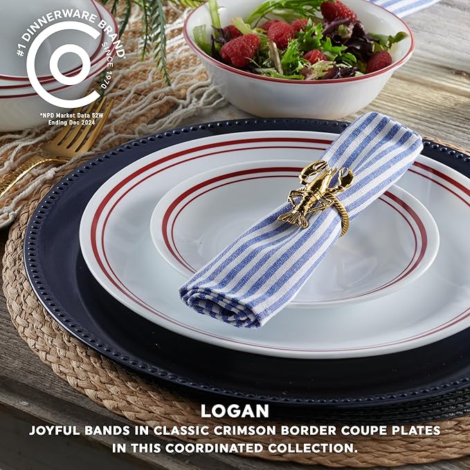 Corelle Vitrelle 18-Piece Service for 6 Dinnerware Set Triple Layer Glass and Chip Resistant Lightweight Round Plates and Bowls Set Logan