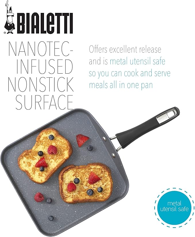 Bialetti Impact Non-Stick 10 in. Square Griddle Gray