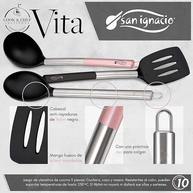 Set of 5 frying pans (with lid) aluminium pressed induction with set of 3 nylon cookware with set of 4 stainless steel knives with tacoma/bl