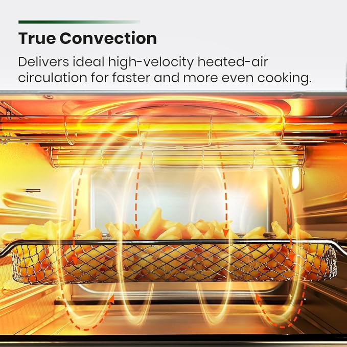 VAL CUCINA Infrared Heating Air Fryer Toaster Oven Extra Large Countertop Convection Oven 10-in-1 Combo 6-Slice Toast Enamel Baking Pan Easy Clean with Recipe Book Brushed Stainless Steel Finish