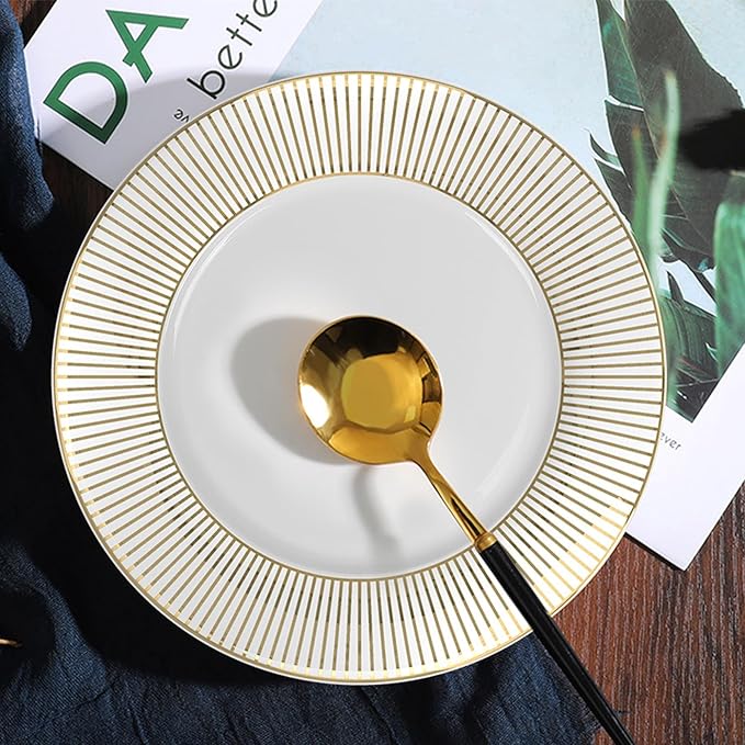 16 pieces ceramic plate set with gold thread bone china dinnerware set for 4 luxury dishes sets for wedding birthday party
