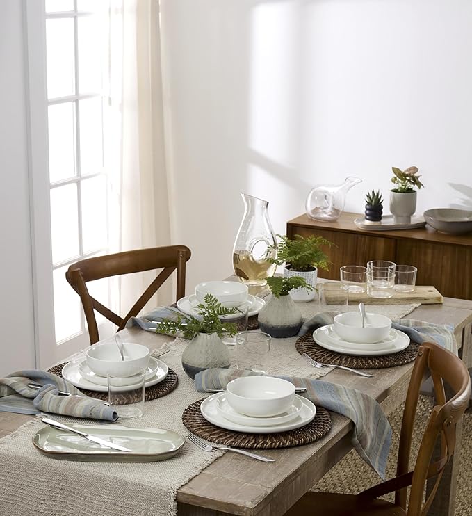 Oneida 899204 24 Seven White 18-Piece Dinnerware Set Service For 6