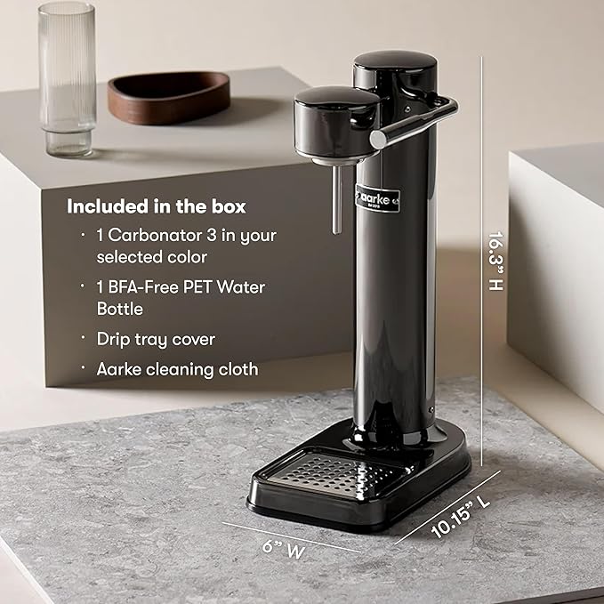 aarke - Carbonator III Premium Carbonator/Sparkling &amp Seltzer Water Maker with PET Bottle (Black Chrome)