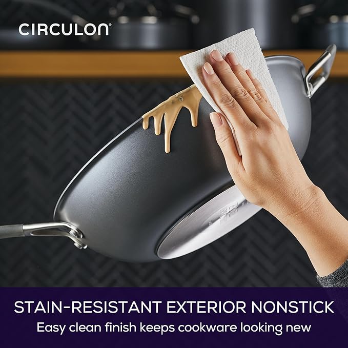 Circulon A1 Series with ScratchDefense Technology Nonstick Induction Stir Fry Pan 13.25 Inch Graphite