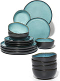16 piece Ceramic Dinnerware Sets Green Black