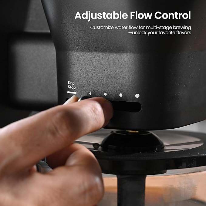 Kismile SCA-Certified 8 Cup Drip Coffee Maker Pour Over Coffee Machine with 3s Instant Heat 197–205℉ Adjustable Flow Control Removable Water Tank Deep Cold Brew &amp 40 Min Keep Warm (Black)