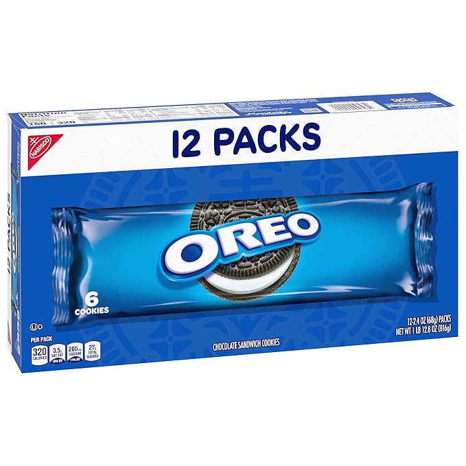 OREO Chocolate Sandwich Cookies School Lunch Box Snacks 2.4 Ounce (Pack of 12)
