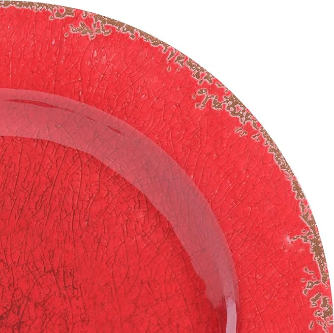 Gibson Home Mauna Melamine Plastic Dinnerware Set Service for 4 (12pcs) Red Rustic (Pack of 2)
