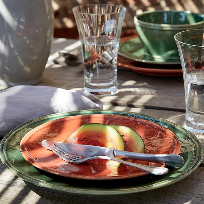 Casafina Ceramic Stoneware 5-Piece Place Setting Service for 1 - Fontana Collection Forest Green | Microwave &amp Dishwasher Safe Dinnerware Set | Food Safe Glazing | Restaurant Quality Tableware