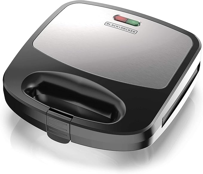 Black+Decker 3-in-1 WM2000SD 3-in-1 Waffle Grill &amp Sandwich Maker Compact Design Black/Silver &amp Rice Cooker 3 Cups Cooked (1.5 Cups Uncooked) with Steaming Basket Removable Non-Stick Bowl