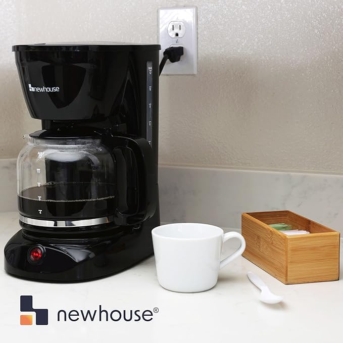 Newhouse Electric Coffee Machine NHCM-001-12 12-Cup Coffee Maker with Auto Shut Off Electric Pot with Metal Mesh Coffee Filter Basket ETL Certified for Hospitality and Residential Use