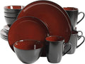 Gibson Elite Soho Lounge Round Reactive Glaze Stoneware Dinnerware Set Service for Four (16pcs) Red