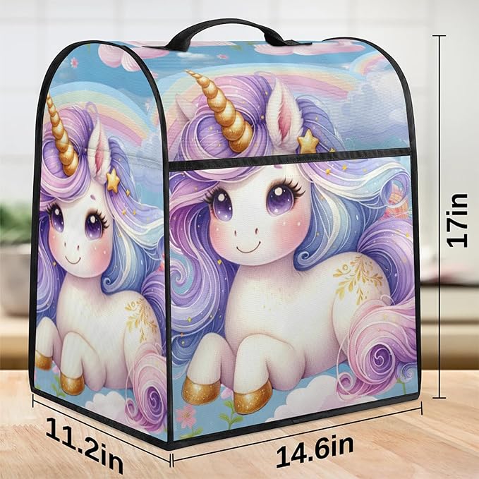 cfpolar Kitchen Aid Mixer Cover Compatible with 6-8 Quarts Unicorn Purple Rainbow Stand Mixer Cover Kitchen Aid Mixers Accessories Appliance Organizer Bag Dust Covers with Zipper Pocket