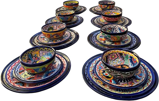 Handmade Talavera 32-Piece Dinnerware Set | Mexican Pottery (Seats 8)