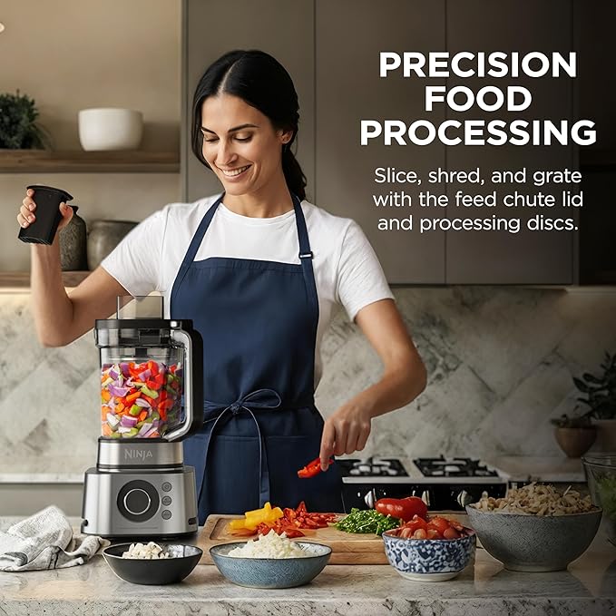 Ninja Blender &amp Food Processor Combo Foodi Power Blender System for Smoothies Bowls Spreads &amp Shakes 6 Functions 72-oz Pitcher To-Go Cups Silver SS401