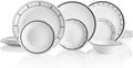 Corelle Vitrelle 18-Piece Service for 6 Dinnerware Set Triple Layer Glass and Chip Resistant Lightweight Round Plates and Bowls Set Ocean Blue