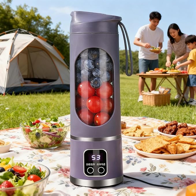 Personal Juicer450ml Wireless Mixer with LED Display | Portable Blender Cup - for Home Gym Kitchen Beach School Camping Hiking Picnic Vacation Apartment Dorm