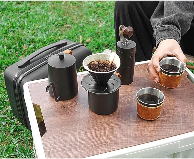 Pour Over Coffee Set DIY Manual Coffee Maker Set for Coffee Lovers Hand Coffee Maker Portable Travel Gadgets Manually Operated Perfect for Camping (Size : A)