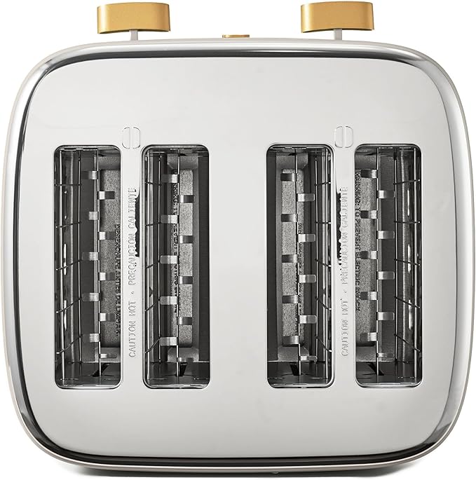 Toaster with Touch Activated Display by Drew BarrymoreExtra-Wide Slots 7 Settings Reheat Functions LED Countdown Timer (Porcini Taupe)