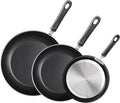 Cook N Home Basics Nonstick Frying Pan Set 8/9.5/11-Inch 3-Piece Non Stick Saute Fry Pan Skillet Set Black