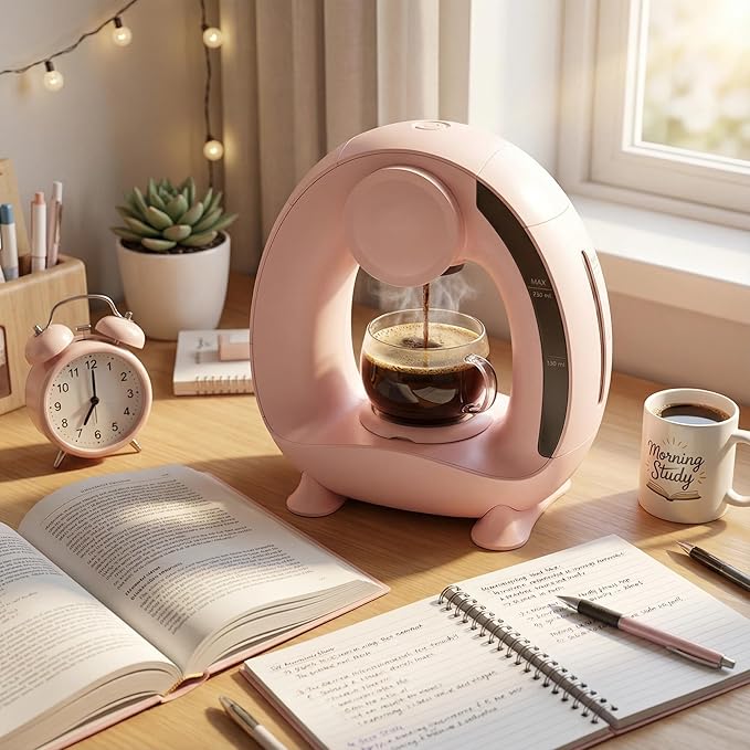 3 in 1 Single Serve Coffee Maker for K Cup Pink Ground and Tea Leaves Mini K Cup Coffee Brewer with One Button Operation 1400W 20s Fast HeatingCompact for Small Spaces-Glass not included