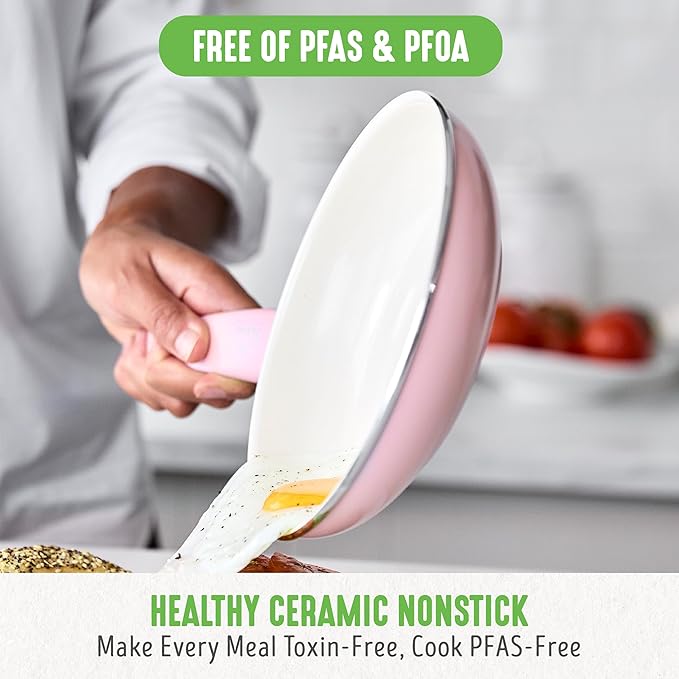 GreenLife 16-Piece Set 2 Cutting boards 20 Electric Griddle 1QT and 2QT Saucepan Pot Set with Lids Ceramic Nonstick PFAS-Free PFOA-Free Dishwasher Safe Soft Pink