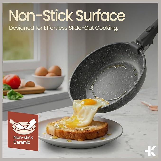 Bakken 17-Piece Ceramic Coated Aluminum Cookware Set Nonstick Pots and Pans with Lids Silicone Cooking Utensils &amp Oven Mitts All Stovetop Safe Up To 500°F PTFE &amp PFAS Free Dishwasher Safe