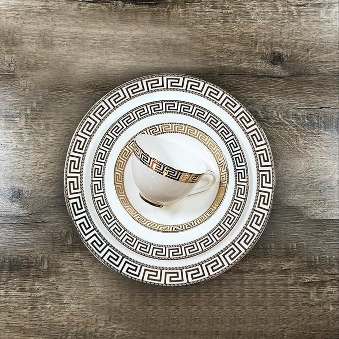 European Style Dinnerware Set Service for 6 Bone China Dinnerware Sets Unbreakable Porcelain Dinner Sets Coffee Cup and Saucer Tableware Set Steak Dinner Plates Dish Set Phnom Penh-001