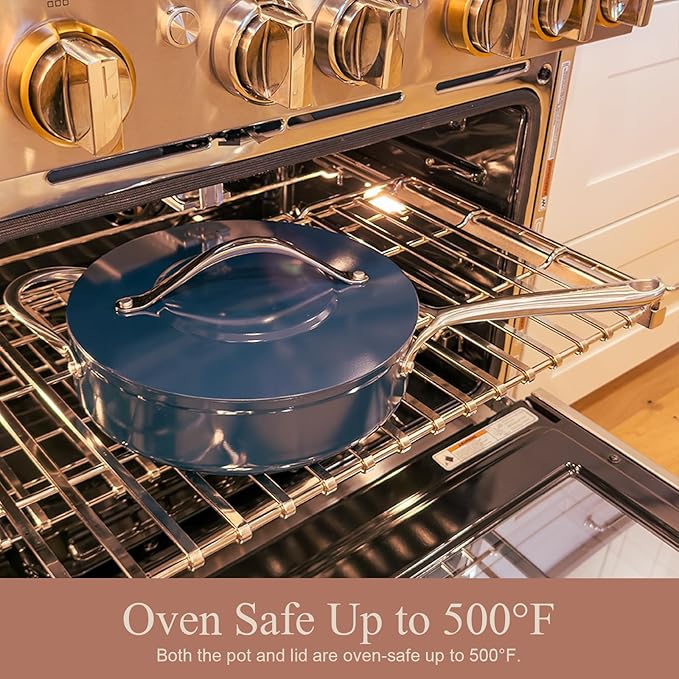 Ceramic Cookware Set Nonstick Ceramic Pots and Pans Non Toxic Frying Pans Sauce Pan Saute Pan with Lid Stay-Cool Handles Dishwasher &amp Oven Safe Compatible with All Cooktops