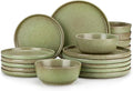 vancasso ZERMATT Stoneware Plates and Bowls Sets for 6 18 Pieces Dinnerware Set for Kitchen Chip Resistant Reactive Glaze Dishes Dishwasher &amp Microwave Safe Green