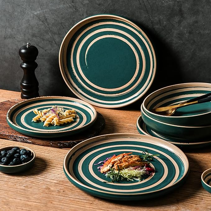 GaRcan Plates and Bowls Sets Porcelain Dinnerware Sets 16 Piece Ceramics Round Dinner Dish Sets Dinnerware Set with Dinner Plates Dessert Plates