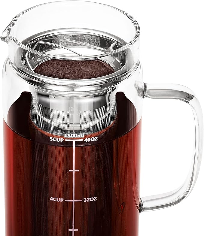 BTaT- Cold Brew Coffee Maker 1.5 Quart48 oz Iced Coffee Maker Iced Tea Maker Airtight Cold Brew Pitcher Coffee Accessories Cold Brew System Cold Tea Brewing Coffee Gift