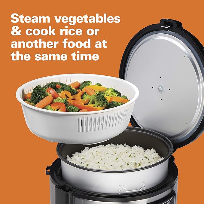 Hamilton Beach 20-Cup Programmable Rice Cooker Slow Cooker &amp Food Steamer with 14 Settings &amp 2-Way 12 Cup Programmable Drip Coffee Maker &amp Single Serve Machine Glass Carafe Auto Pause a