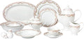 Lorren Home Trends 57 Piece 'Beauty' Bone China Dinnerware Set (Service for 8 People) Pink