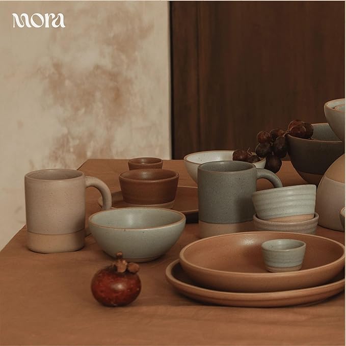 MORA Small Bowls Set of 4 16oz Ceramic Pottery Dessert Bowls - Microwave Oven and Dishwasher Safe - Thyme