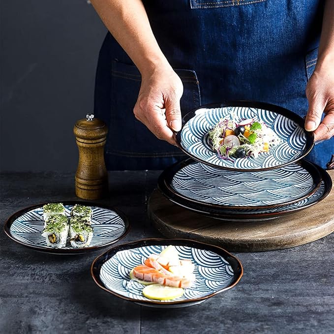 Dinnerware Set 12 Piece Dishes Set Plates and Bowls Set for 2 Kitchen Porcelain Dinnerware Sets Ceramics Dinner Set Tableware Set Dishwasher and Microwave Safe