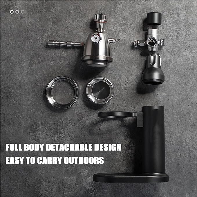 10bar Pneumatic Coffee Machine Variable Pressure Espresso Machine Pneumatic Espresso Coffee 58.5mm Powder Bowl Stand Height Adjustable Fast Exhaust for Camping Travel Outdoo.