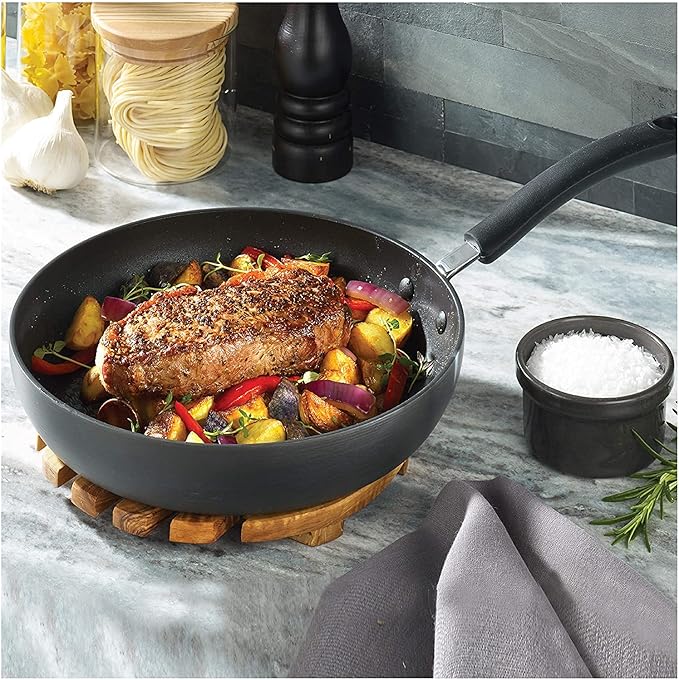 T-Fal Ultimate Hard Anodized Nonstick Fry Pan Set 2 Piece 8 10 Inch Oven Broiler Safe 400F Kitchen Cookware Pots and Pans Set Non Stick Frying Pans Dishwasher Safe Black