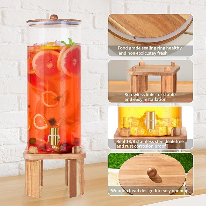 2 Gallon Large Drink Dispenser for PartiesGlass Beverage Dispenser with StandGlass Water Dispenser with Airtight ValveLemonade Dispenser for FridgeWater JuicePunchCocktailsIce Tea &amp Sun Te