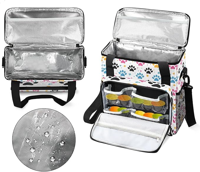 Paw Print Travel Coffee Maker Carrying Bag Large Organizer Storage Tote Bag Insulated Reusable Cooler Grocery Bags