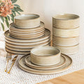 AmorArc Ceramic Dinnerware Sets Handmade Reactive Glaze Stoneware Plates and Bowls SetsHighly Chip and Crack Resistant | Dishwasher &amp Microwave Safe Dishes Set Service for 6 (18pc)