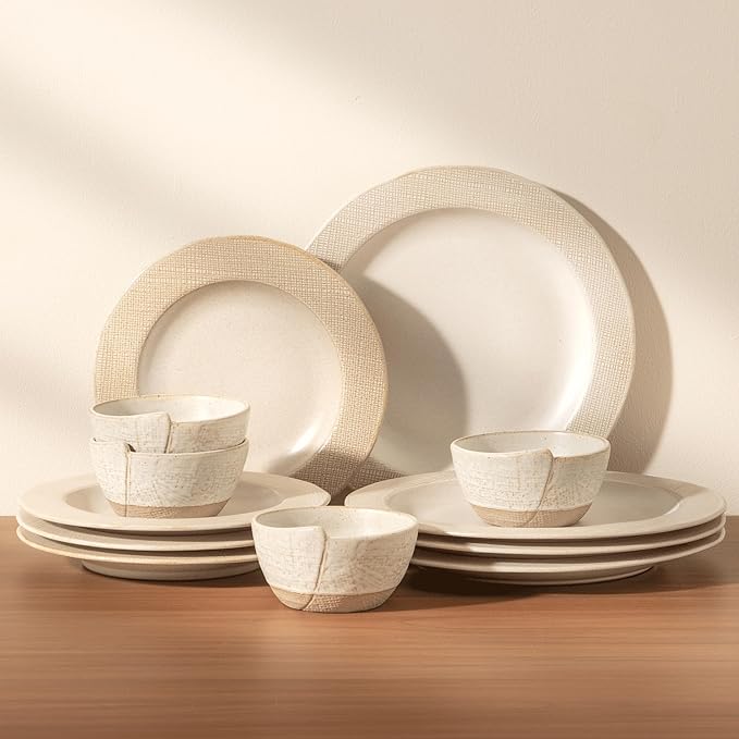 Dinnerware sets plates and bowls sets modern platesCeramic Dinnerware Sets12 Pieces Porcelain Lightweight PlatesScratch Resistant Dish Set (style - 5 4 - Set (12pcs))