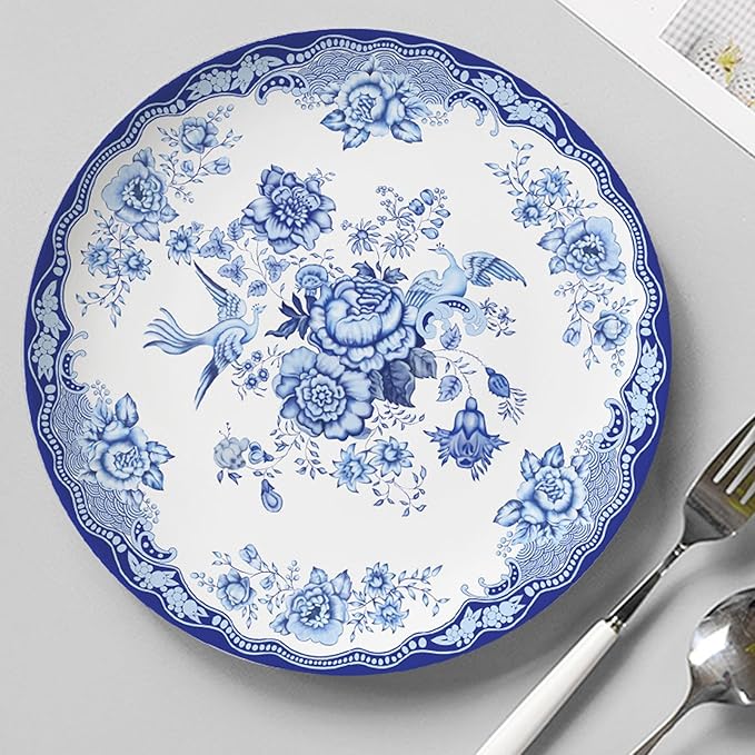 Bone China Dinnerware Sets Service for 6Delicate afternoon tea Dinnerware SetSteak Dinner Plates Dish Set Includes coffee cupIntegrates the natureHand drawn flowers birds and flowers