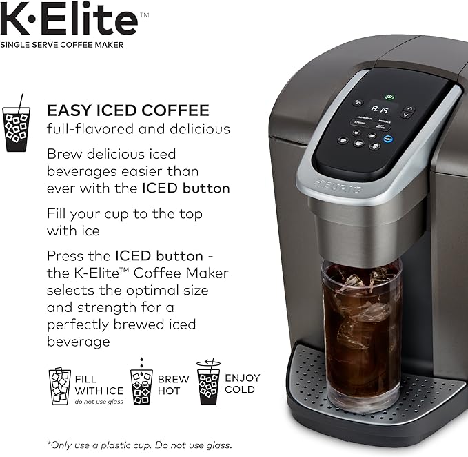 Keurig K-Elite Single-Serve K-Cup Pod Coffee Maker Brushed Slate 12 oz. Brew Size 3-Month Brewer Maintenance Kit