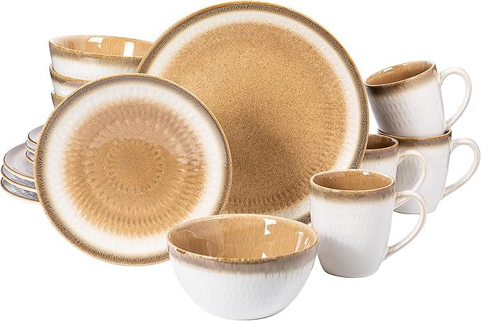 Gibson Elite Moonstruck 16-Piece Dinnerware Set Orange Service for 4 (16pcs)