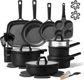 CAROTE 28PCS Pots and Pans Set Nonstick Cookware Set Kitchen Non Stick Induction Titanium Cookware Non-toxic Granite Cooking set PFOA Free Black