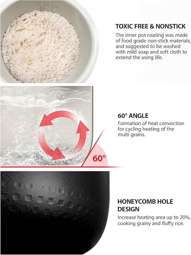 Toshiba Rice Cooker 6 Cup Uncooked – Japanese Rice Cooker with Fuzzy Logic Technology 7 Cooking Functions Digital Display 2 Delay Timers and Auto Keep Warm Non-Stick Inner Pot White