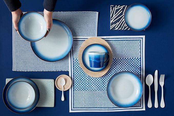 Denby - Blue Haze Coupe Small Plates Set of 4 - Dishwasher Microwave Safe Crockery - Side Plates - Ceramic Stoneware Tableware Plates
