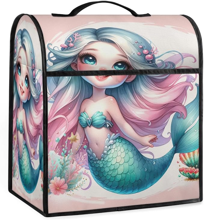 cfpolar Kitchen Aid Mixer Cover Compatible with 6-8 Quarts Mermaid Shell Ocean Stand Mixer Cover Kitchen Aid Mixers Accessories Appliance Organizer Bag Dust Covers with Zipper Pocket