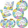 Happy Easter Party Supplies Kit Disposable Dinnerware Includes Paper Dinner Plates Dessert Plates Napkins for Easter party Decorations Serve 50